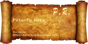 Péterfy Réka névjegykártya